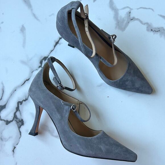 Ann Taylor Gray Suede Pointed Toe Pumps Size 7.5 - Picture 1 of 9